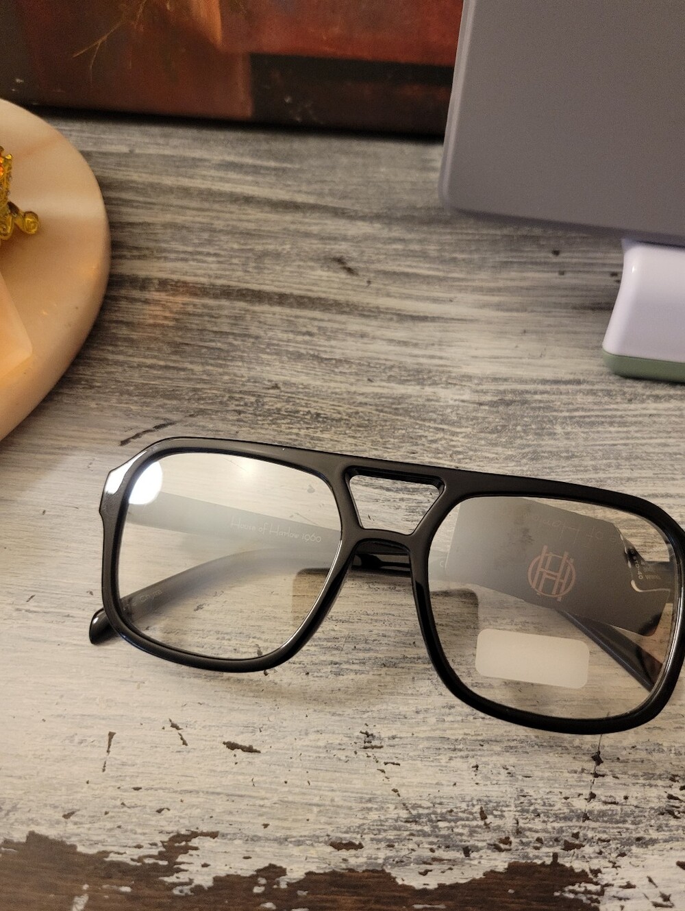 House of Harlow 1960 Black Shield Sunglasses with Branded Tag